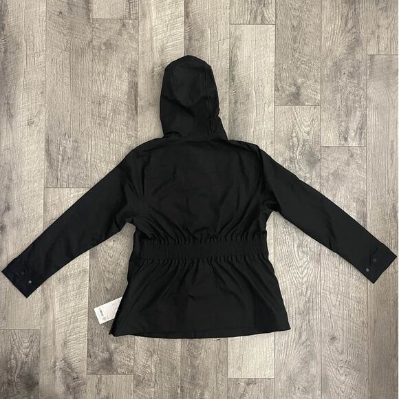 Athleta RainOut Sutro Long Trench Women's Black Hooded Rain Jacket - Picture 7 of 9